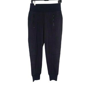 Athleta Womens Size Small Black Venice Moto Jogger Pants Zip Pockets Loungewear